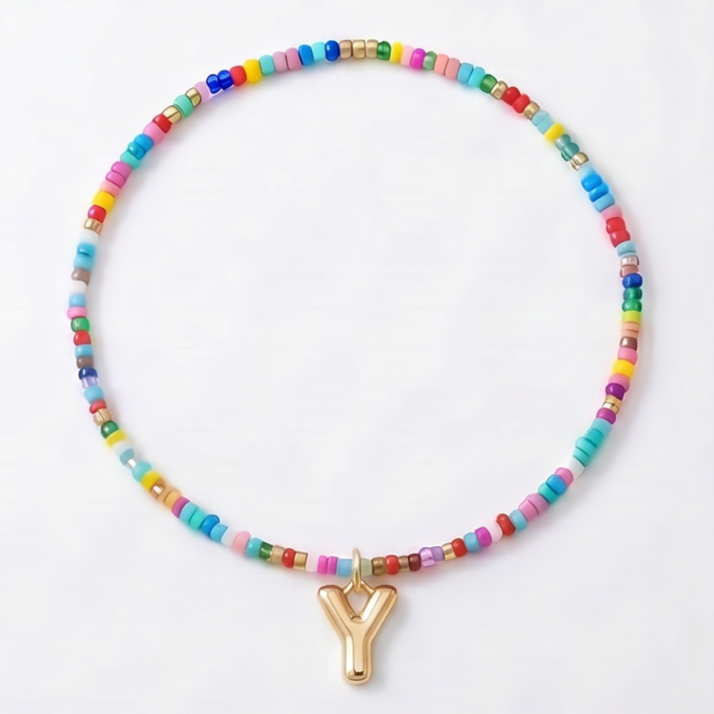 Liora – Colorful Beaded Initial Necklace