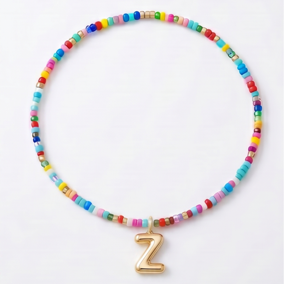 Liora – Colorful Beaded Initial Necklace