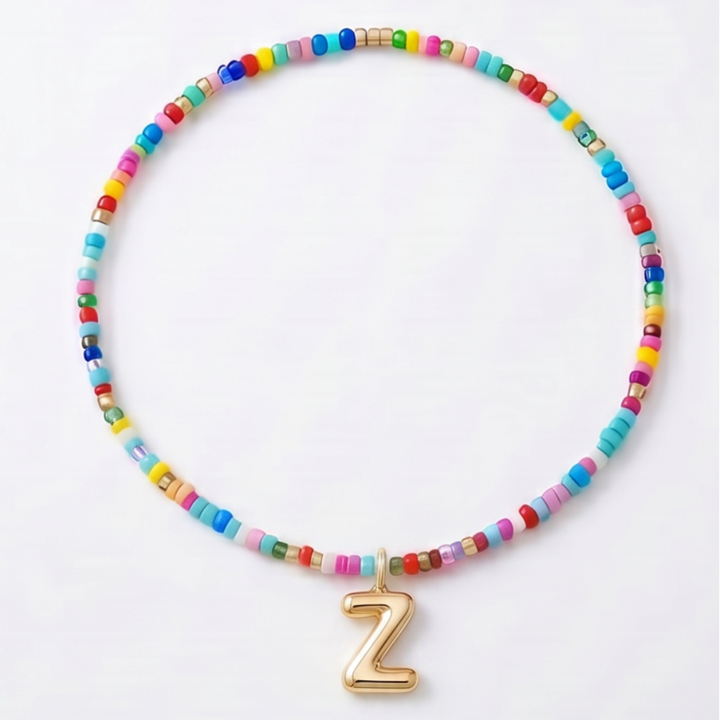 Liora – Colorful Beaded Initial Necklace