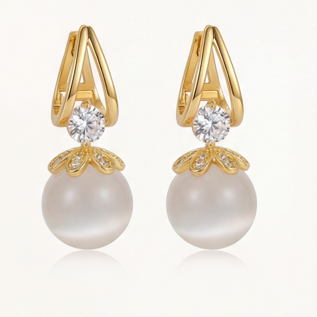 Florenza – Sparkling Pearl Drop Earrings