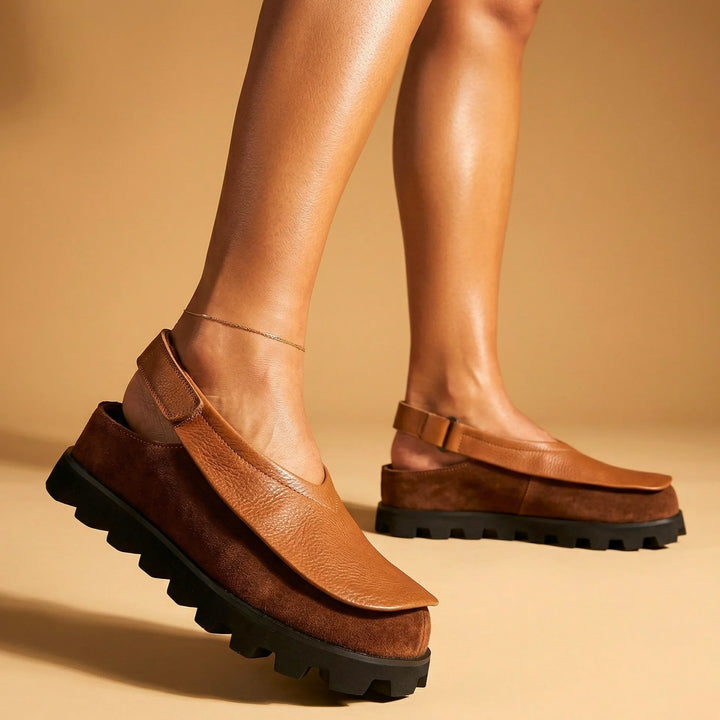 Solvana – Cushioned Leather Slingback Flats