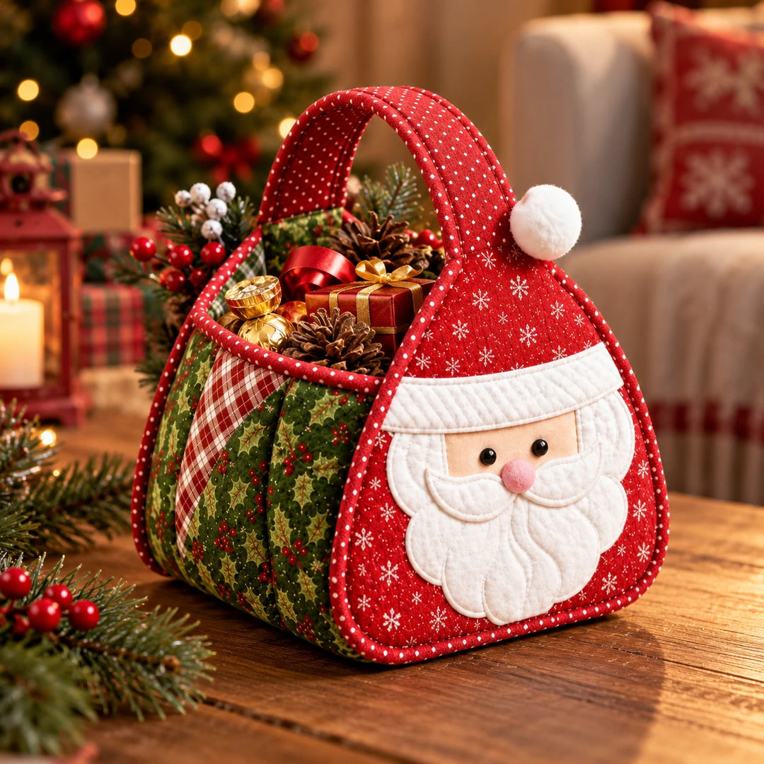 Holly & Stitch – Santa Appliqué Quilted Sewing Basket Kit