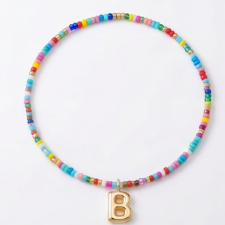 Liora – Colorful Beaded Initial Necklace