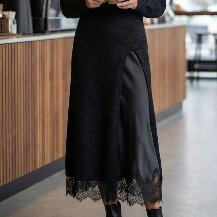 Lunette™ – Knitted Cardigan with Lace Camisole Set