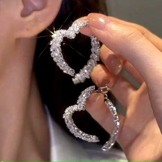 Aurina™ – Crystal Heart Hoop Earrings (50% Off)