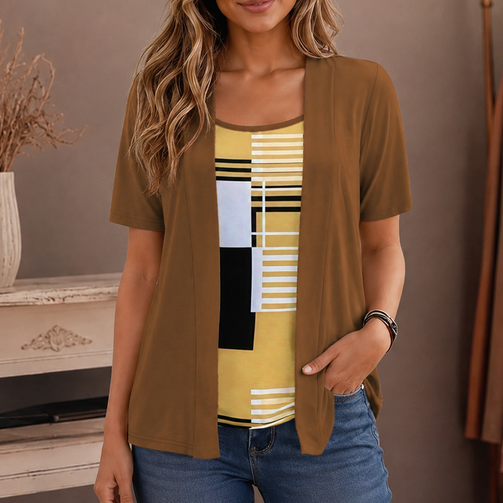 Wearbella – Color-Block Layered-Look Top