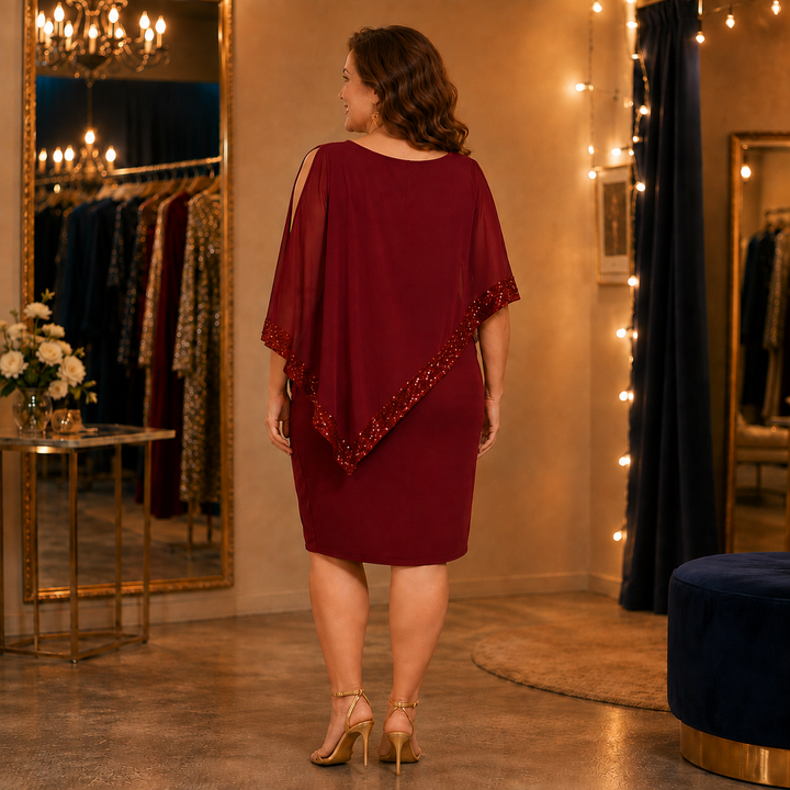 Wearbella – One-Shoulder Sequin Overlay Midi Dress