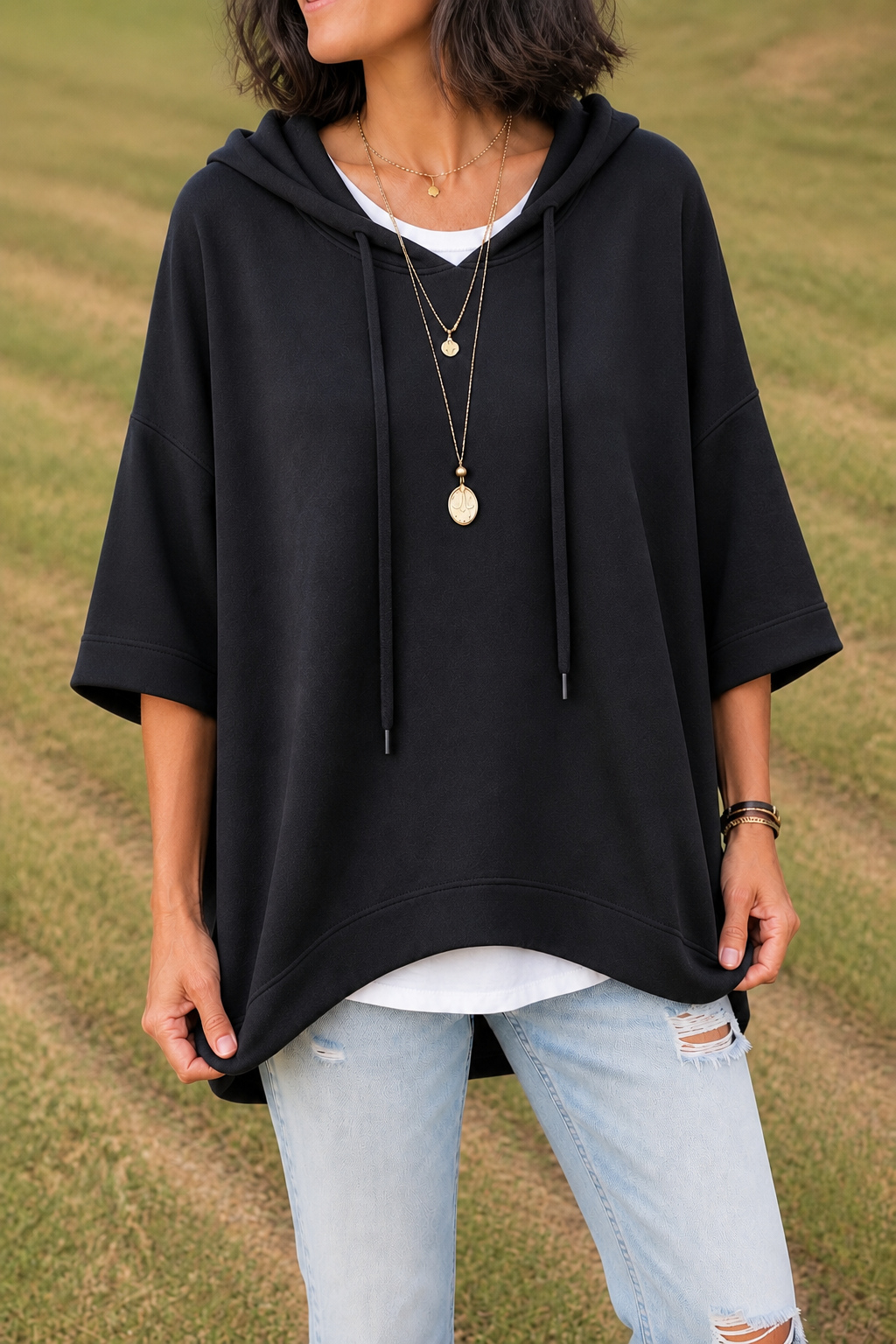 Wearbella – Wide-Sleeve Oversized Drape Hoodie