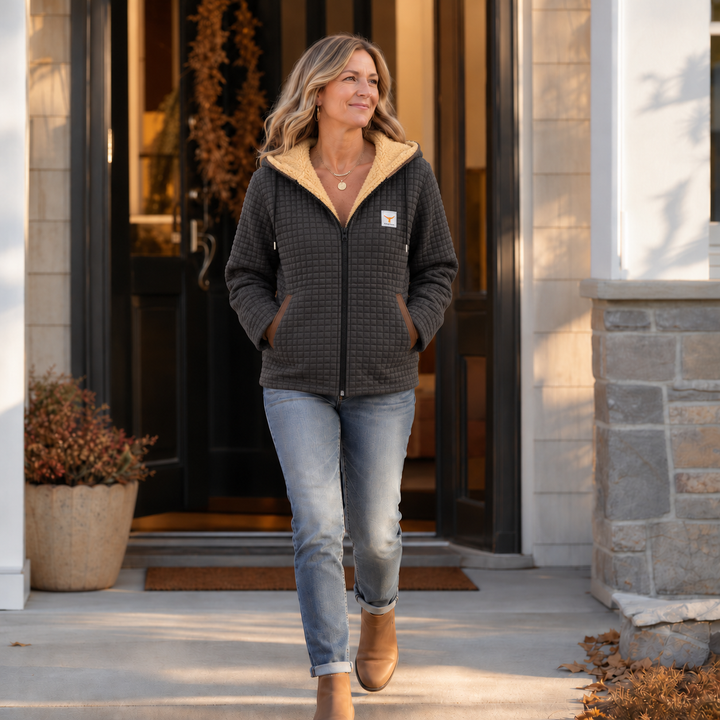 Hearthline – Waffle-Quilted Hooded Jacket