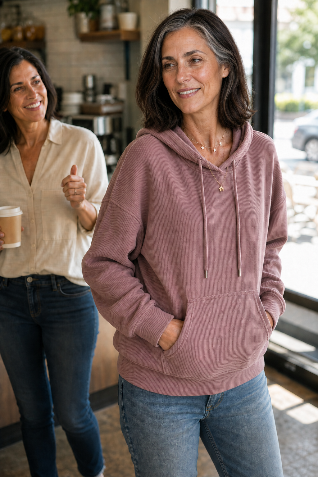 Corduvie – Ribbed Corduroy-Look Hoodie With Pockets