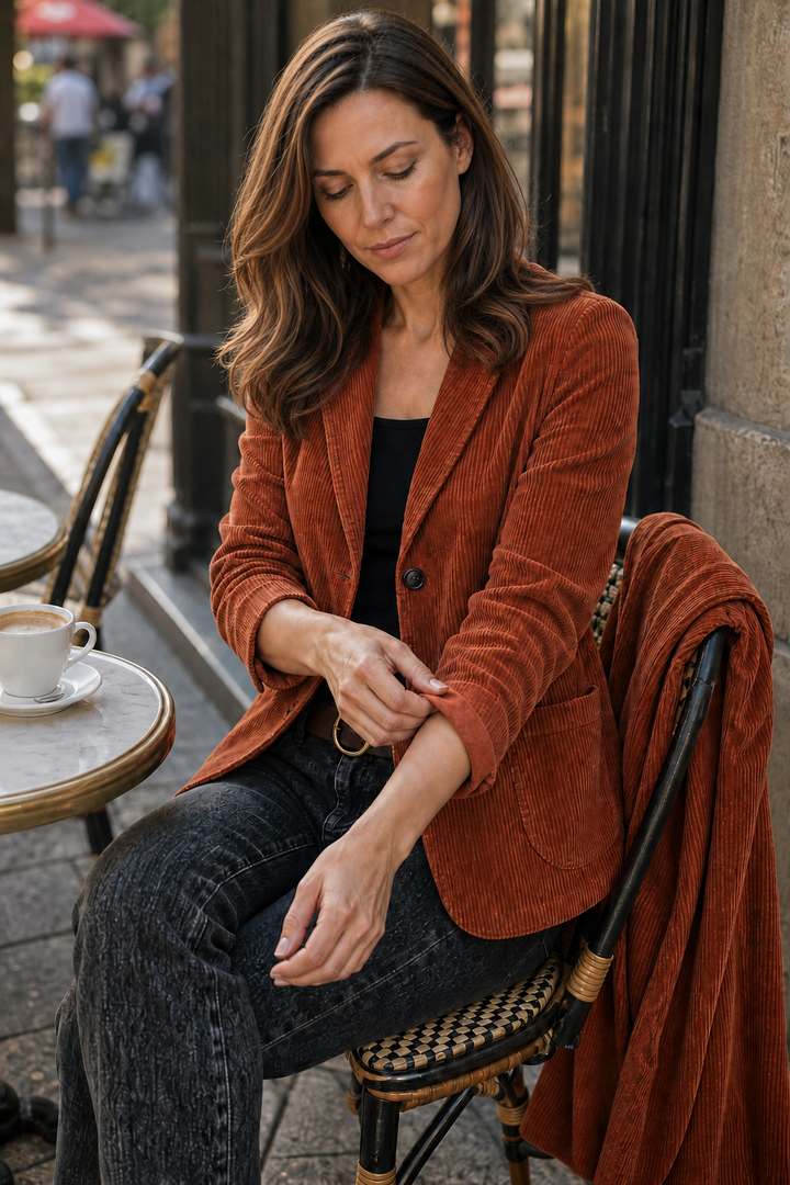 Wearbella – Fine Corduroy-Look Structured-Shoulder Jacket