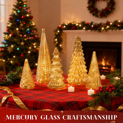 Merrydale™ – Full Set Glowing Mercury Glass Christmas Trees (50% Off)