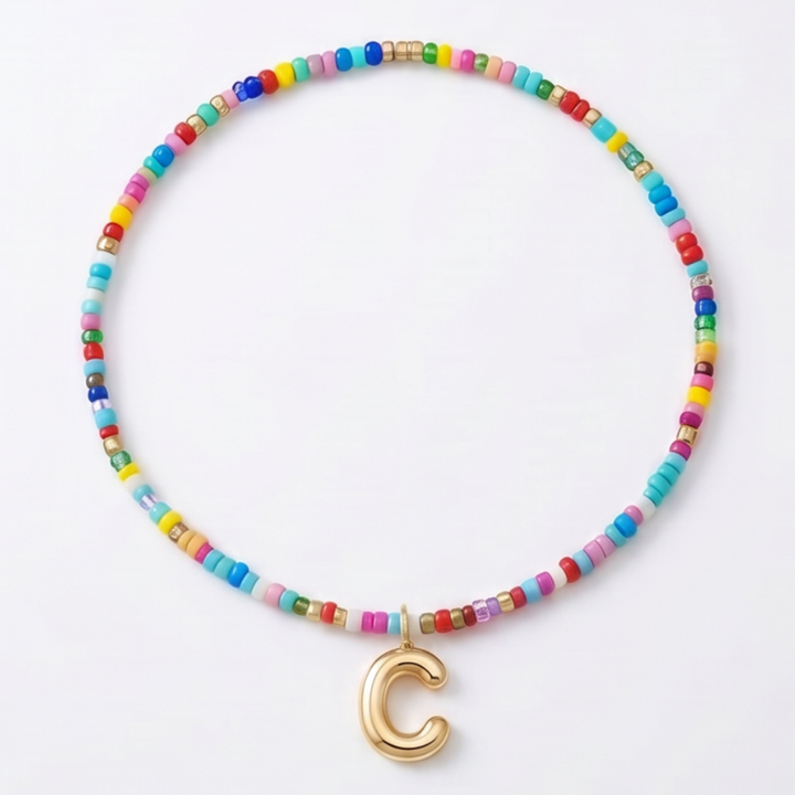 Liora – Colorful Beaded Initial Necklace