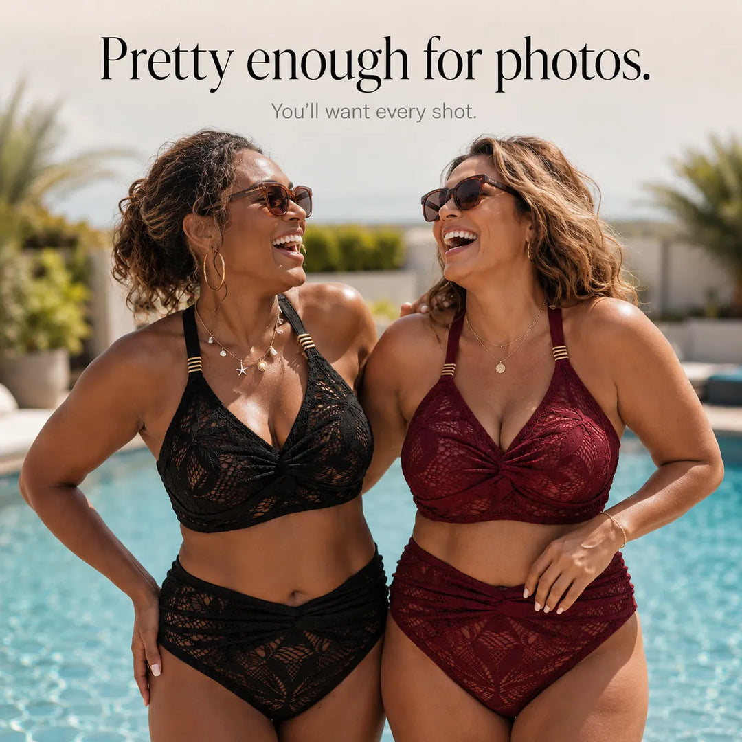 Marella – Lace-like Twist-Knot High-Waist Bikini Set