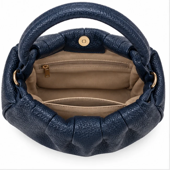 Pleatelle – Pleated Mini Handbag With Round Handles