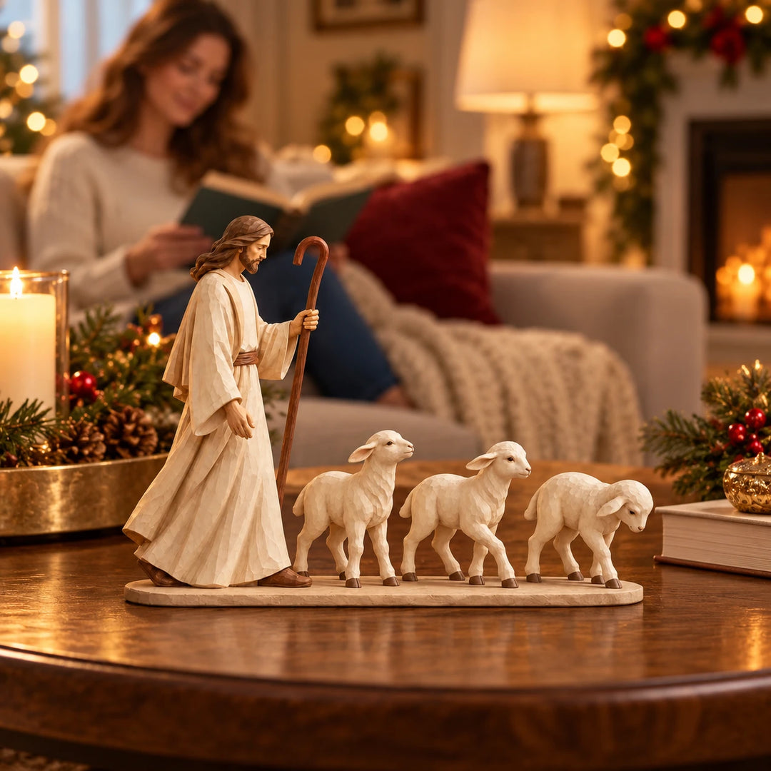 Shepherd’s Rest – Good Shepherd And Lamb Figurine Set