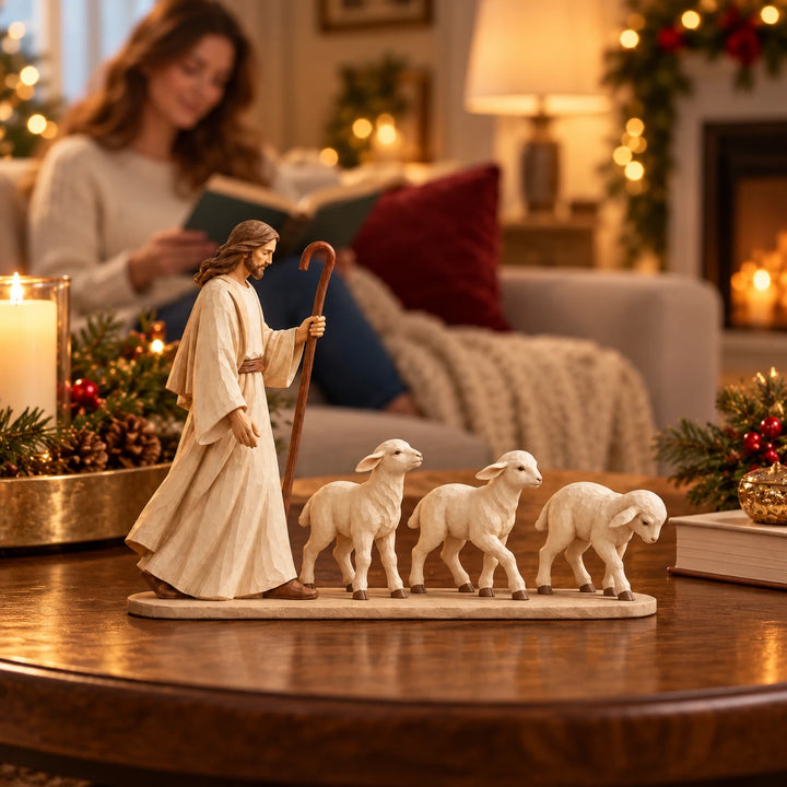 Shepherd’s Rest – Good Shepherd And Lamb Figurine Set