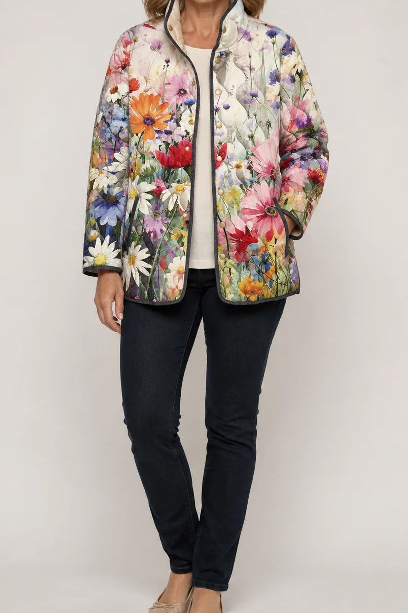 Wearbella – Floral Print Quilted Puffer Jacket