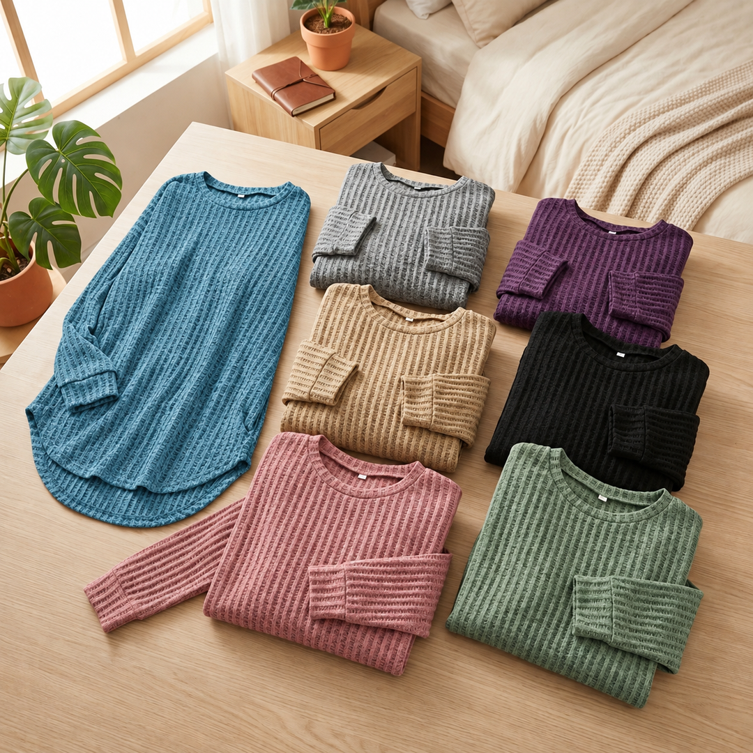 Wovelle – Waffle Knit Oversized Sweater