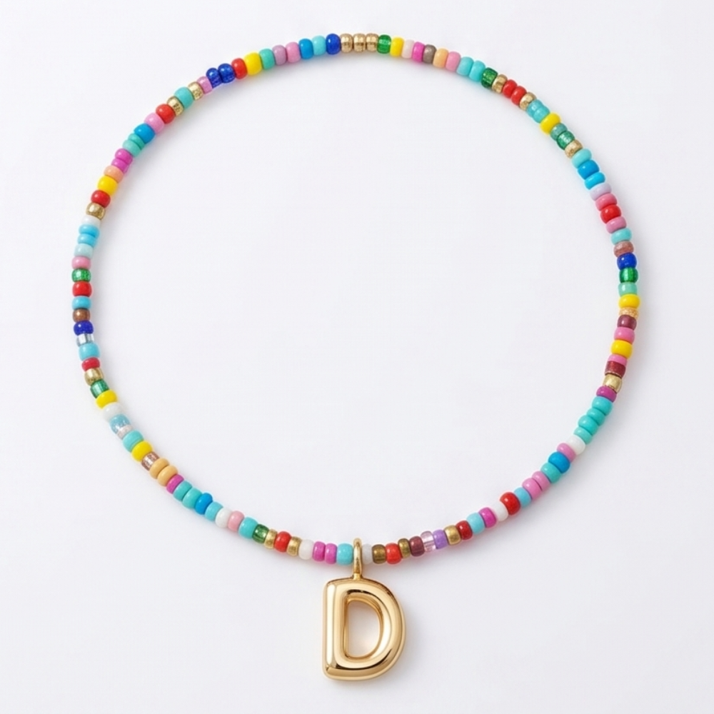 Liora – Colorful Beaded Initial Necklace