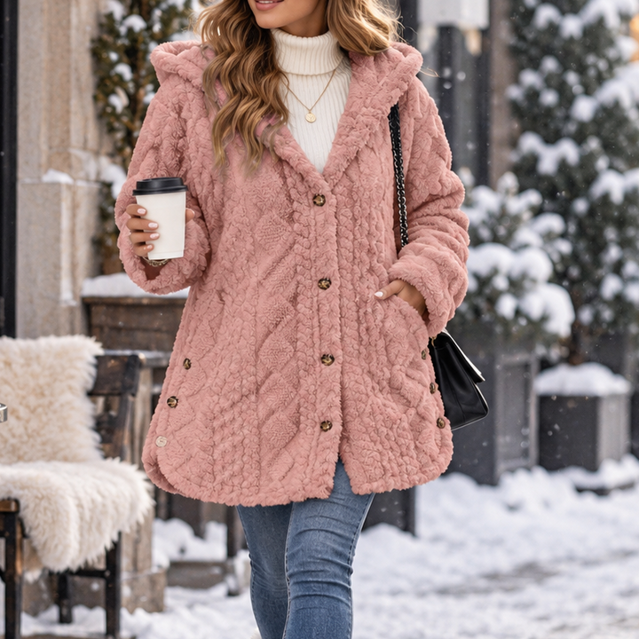 Hearth & Hood – Textured Hooded Button-Front Cardigan