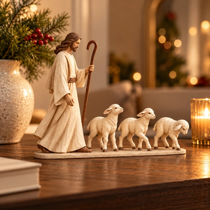 Shepherd’s Rest – Good Shepherd And Lamb Figurine Set