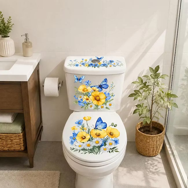 Pearlflora – Layered Floral PVC Toilet Decal Set