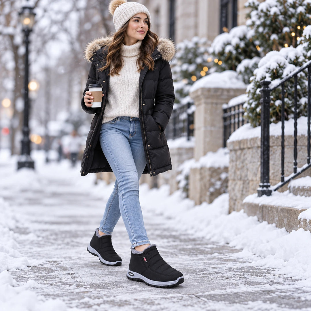 Snowelle – Fleece-Lined Padded Slip-On Ankle Boots