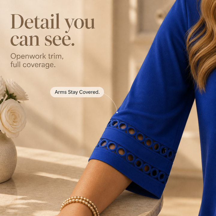 Legere – Crochet Sleeve V-Neck Pocket Midi Dress