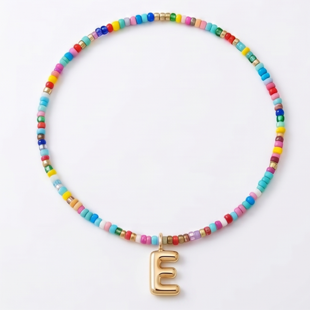 Liora – Colorful Beaded Initial Necklace