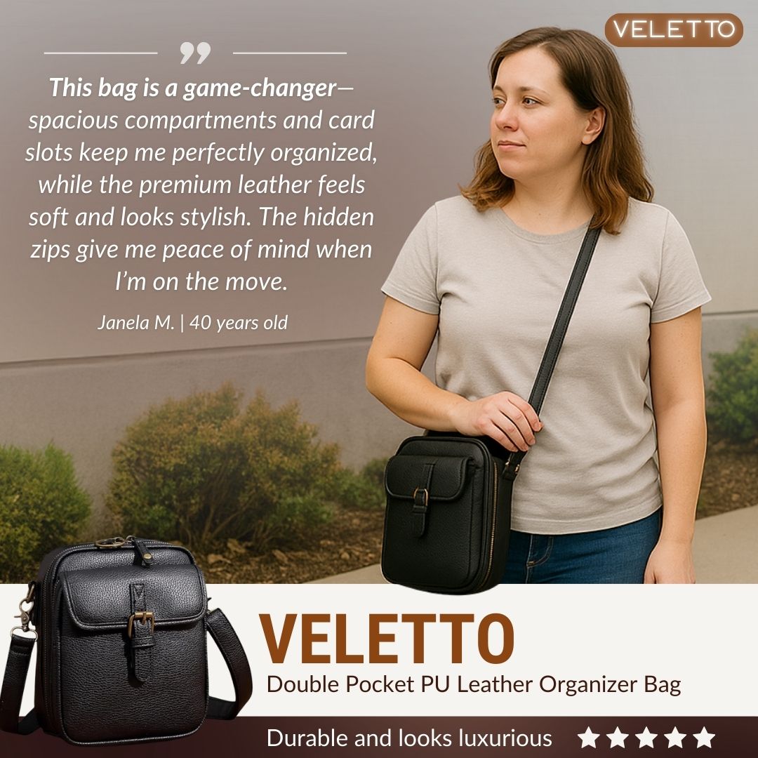 Veletto™ - Double Pocket PU Leather Organizer Bag (60% Off)