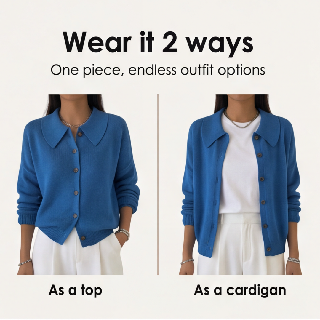 Collete – Women's Soft Knit Cardigan with Peter Pan Collar