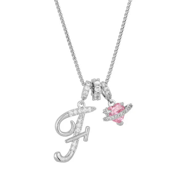 LUMARA – 3-Layer Initial Necklace with Pink Heart Zircon