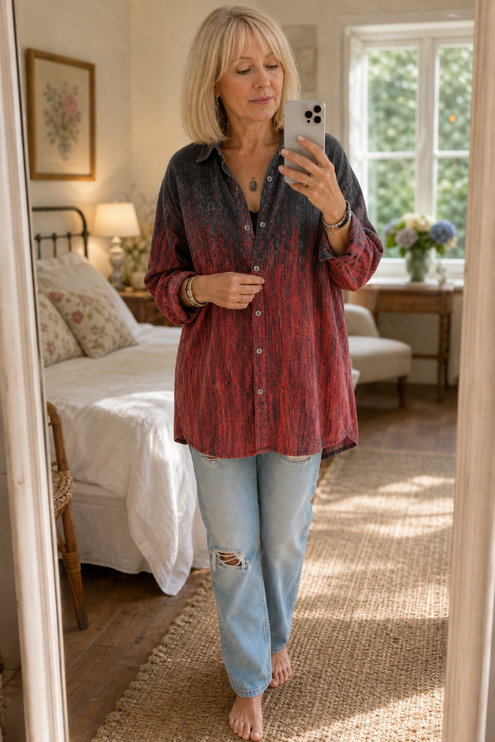 Wearbella – Vintage Floral Print Button-Up Blouse