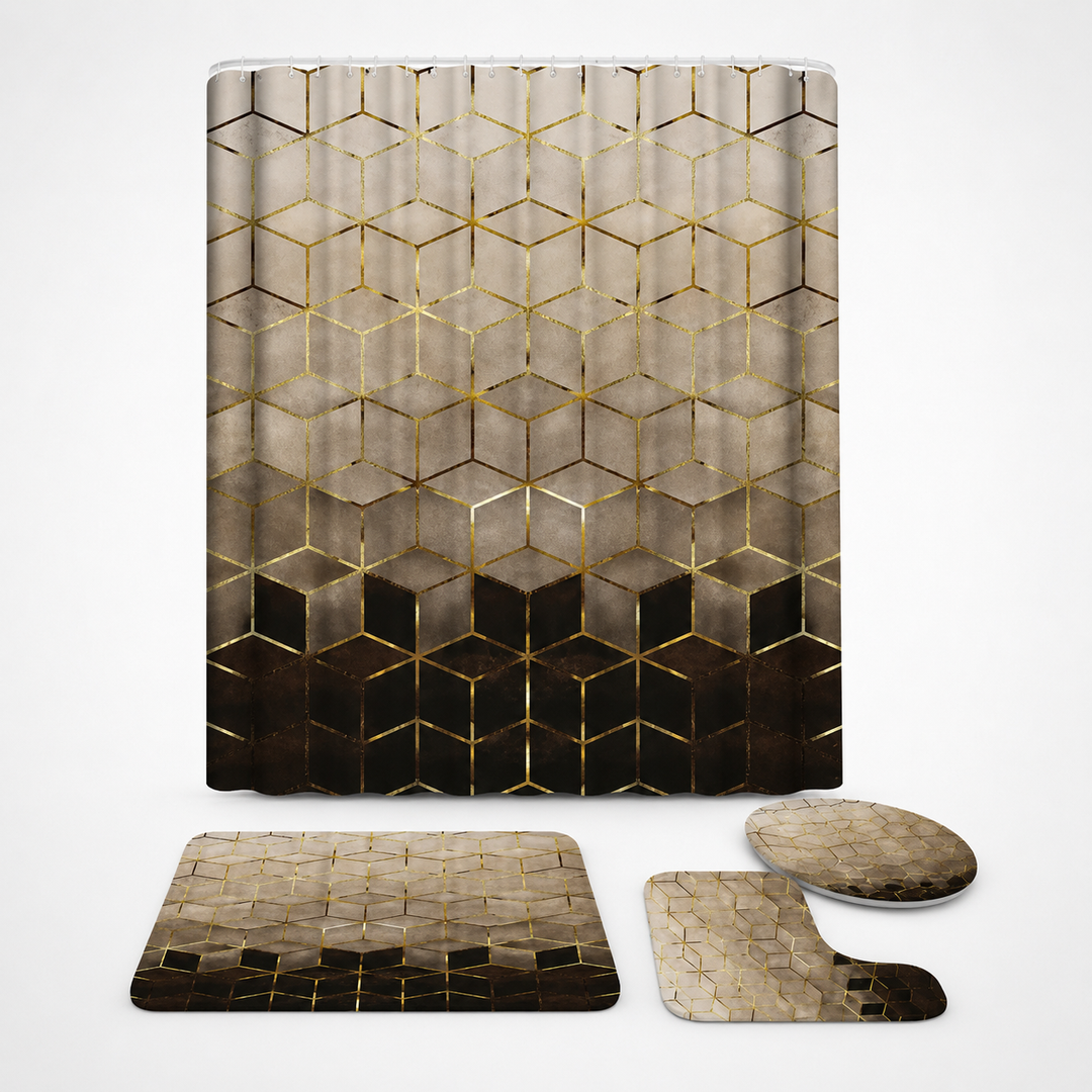 Marbella – Marble Print Waterproof Shower Curtain Set