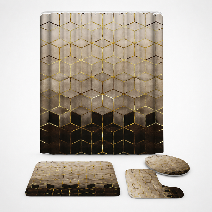 Marbella – Marble Print Waterproof Shower Curtain Set