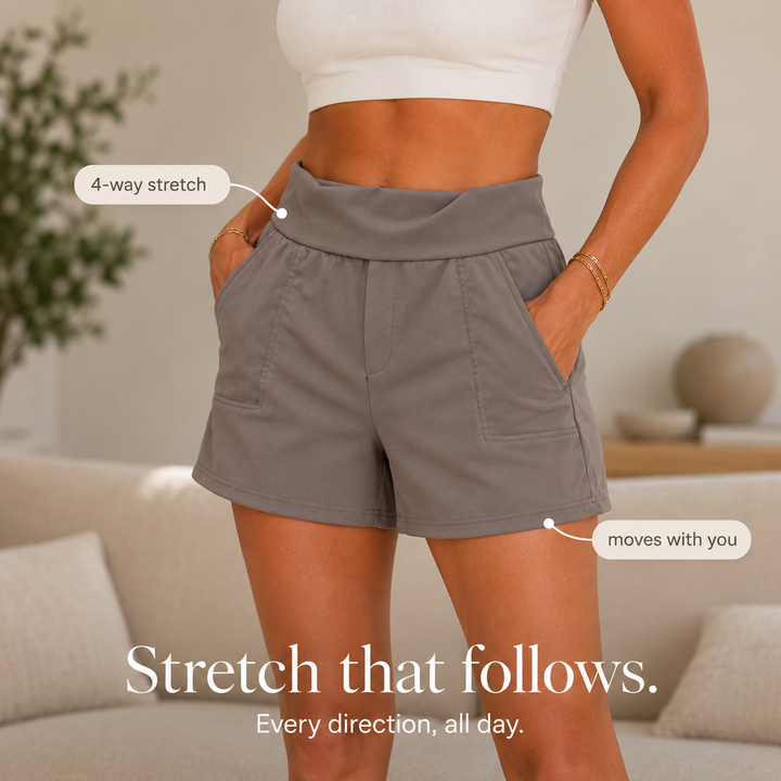 Wearbella – High Waisted Tailored Stretch Bermuda Shorts with Pockets