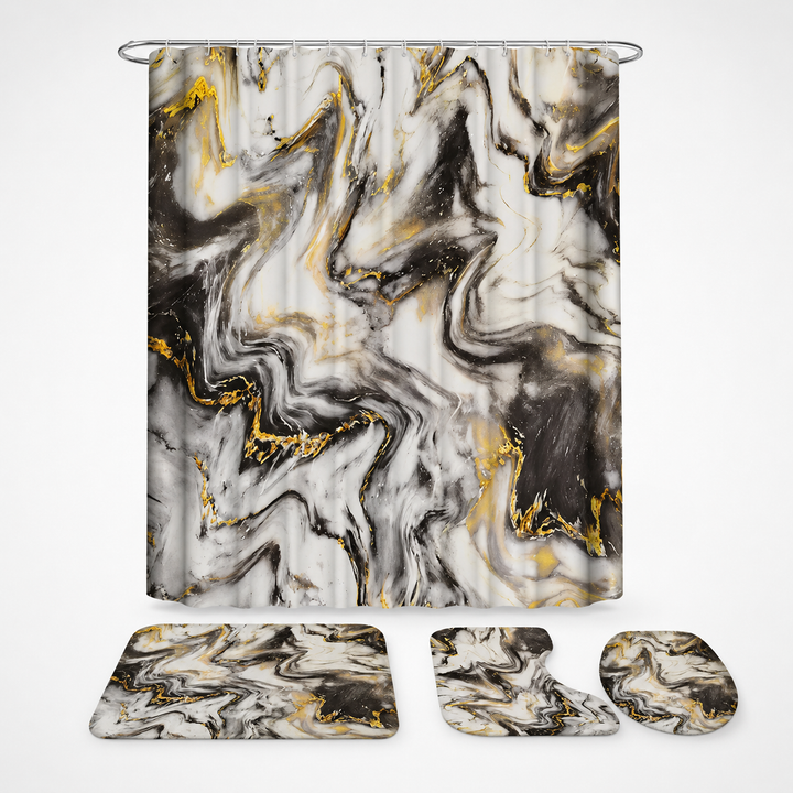 Marbella – Marble Print Waterproof Shower Curtain Set