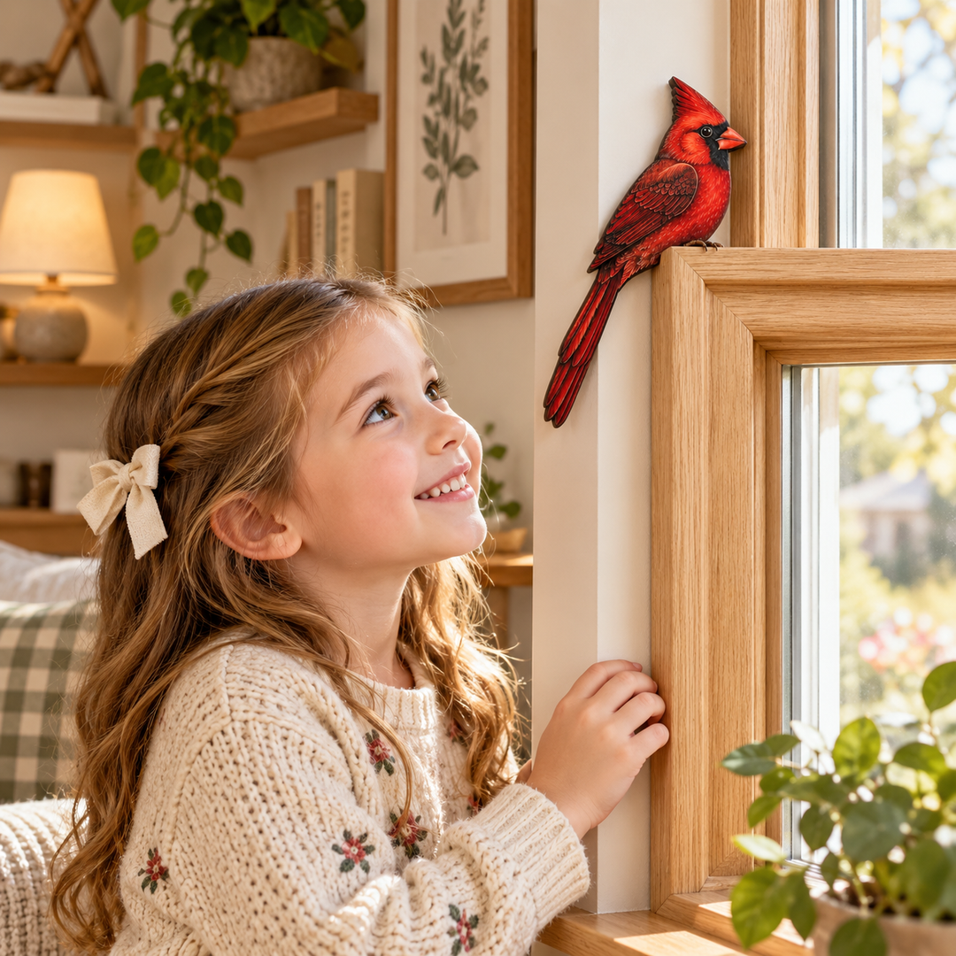 Perch & Feather – Cardinal Branch Metal Bird Décor