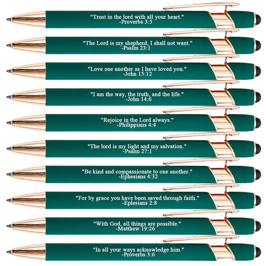 Inkria™ – 10 Pcs Bible Verse Pens with Stylus Tips  (50% Off)