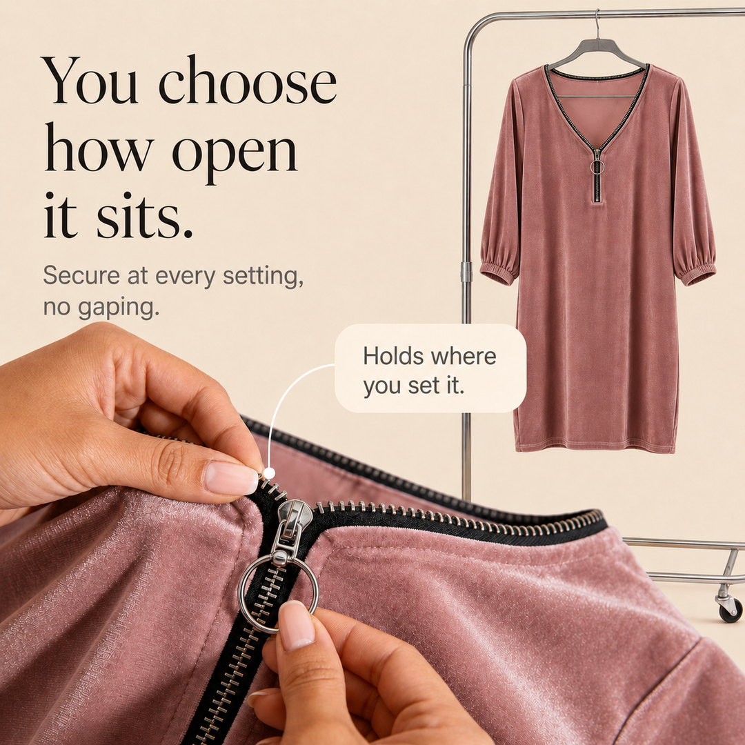 Easona – The Zip-Front Shift Dress That Skims, Not Clings