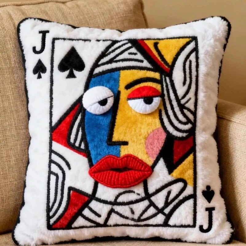Velvina – Queen Of Spades Faux-Fur Statement Throw Pillow