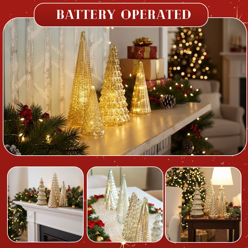 Merrydale™ – Full Set Glowing Mercury Glass Christmas Trees (50% Off)