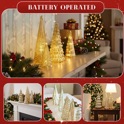 Merrydale™ – Full Set Glowing Mercury Glass Christmas Trees (50% Off)