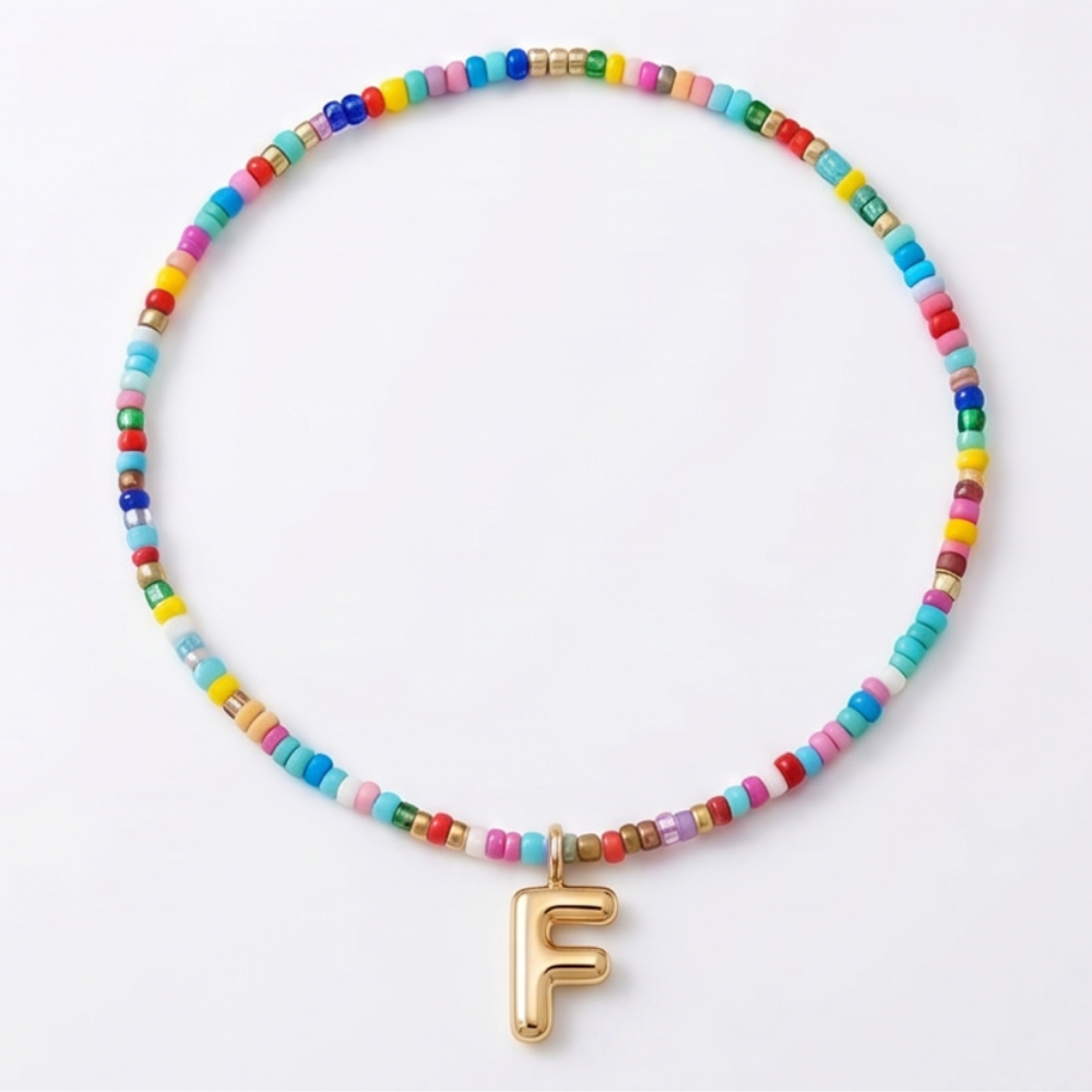 Liora – Colorful Beaded Initial Necklace