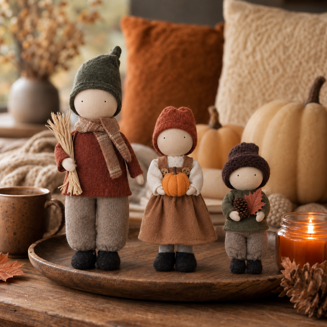 Harvest Hearth – Three-Piece Harvest Doll Figurine Set