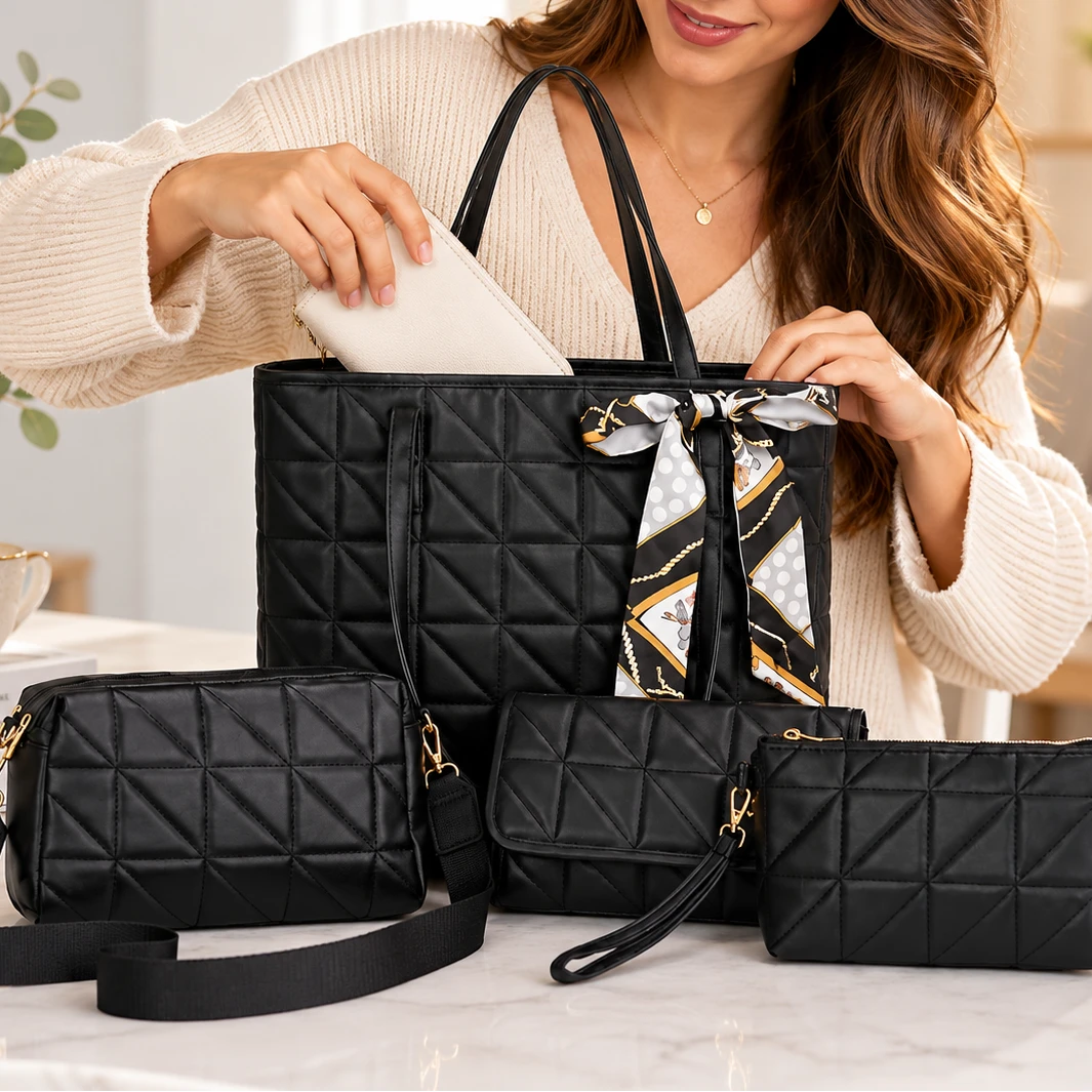 Modella – Geometric Padded Four-Piece Bag Set