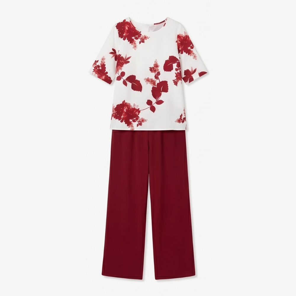 Avery – Women's Floral Top & Wide-Leg Pants Set