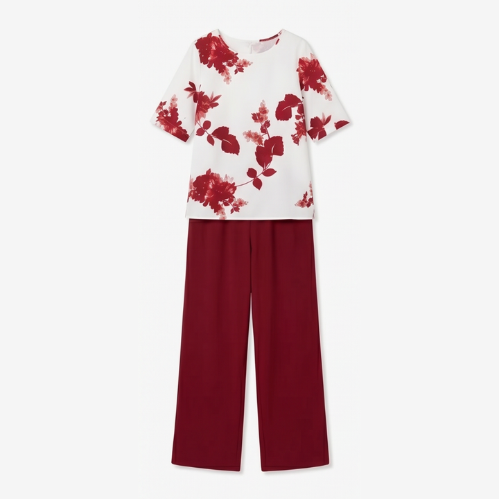 Avery – Women's Floral Top & Wide-Leg Pants Set
