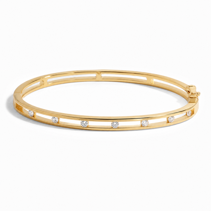 Veluna – Floating Crystal Gold Bangle Bracelet for Women